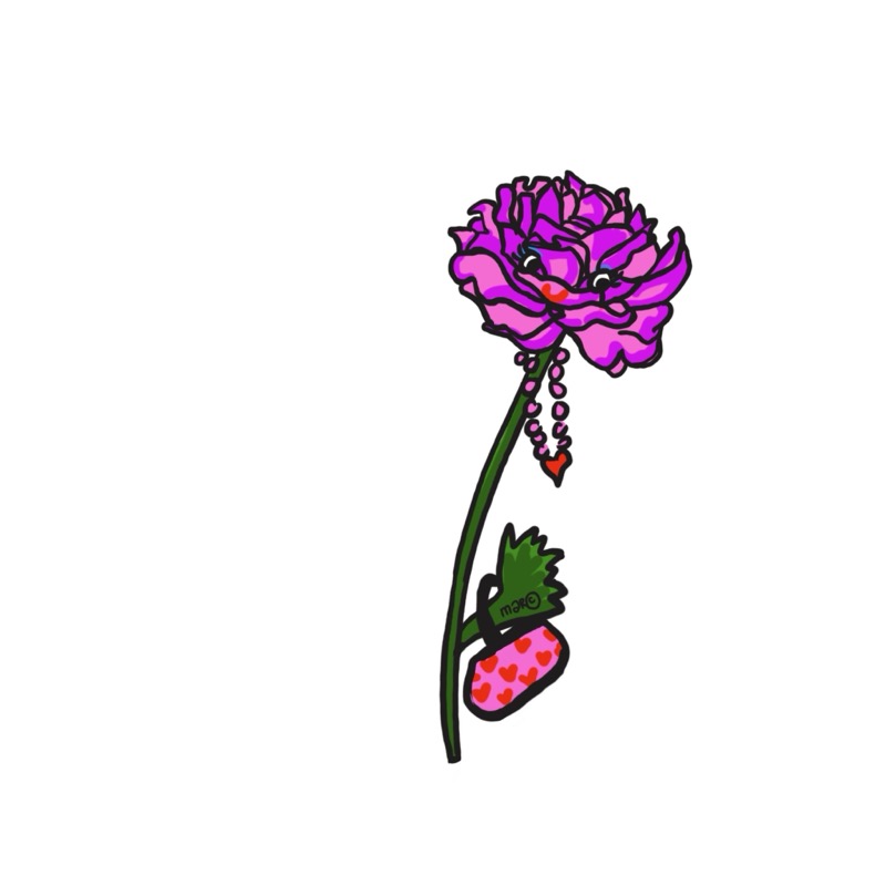 Handgetekende bloemenillustratie door Marretjes