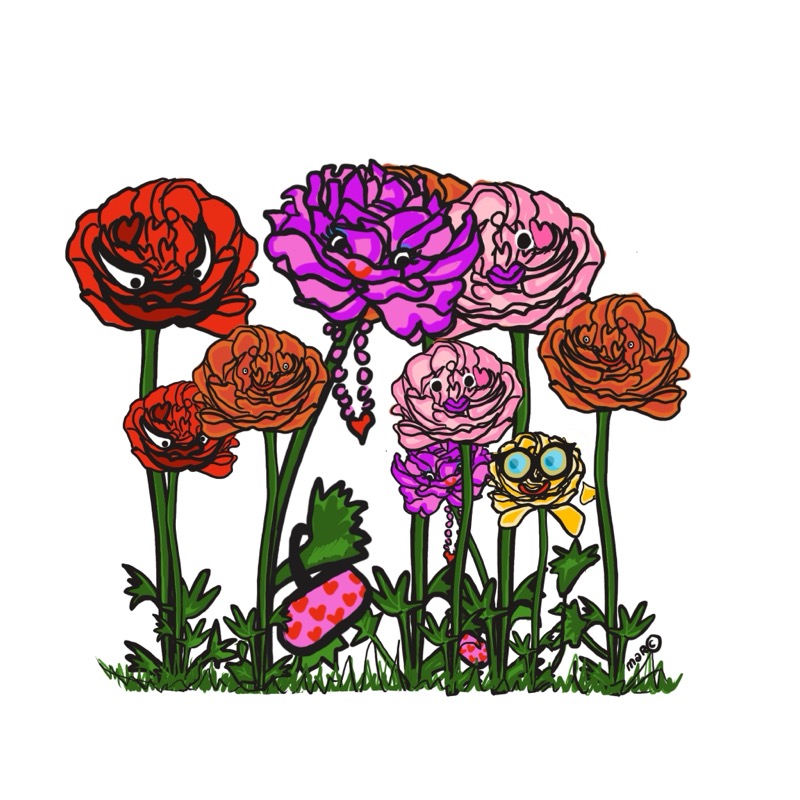 Handgetekende bloemenillustratie door Marretjes